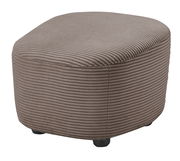 Brauner, runder Hocker mit gerippter Textur, seitliche Perspektive