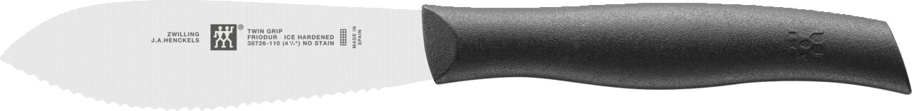 Broodmes TWIN GRIP met gekartelde snede, zwart handvat, zijaanzicht