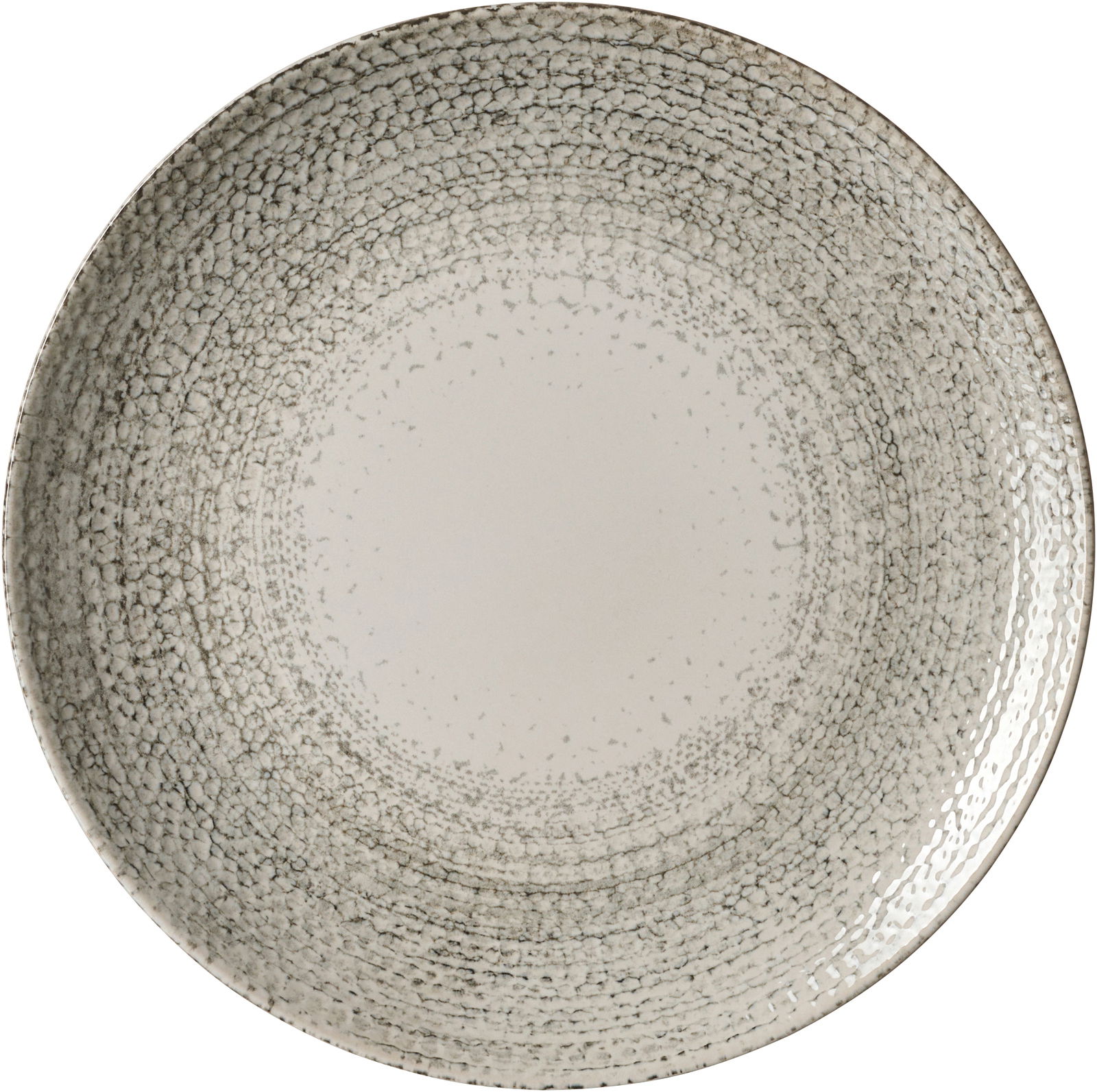 Speiseteller 26cm mit grauem, gesprenkeltem Muster, Draufsicht