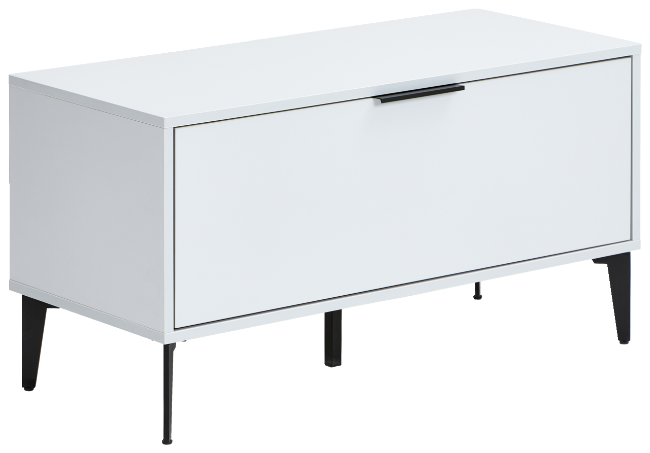 Hom´in Garderobenbank JOLLY Weiße Garderobenbank JOLLY mit schwarzem Griff und Beinen, seitliche Perspektive