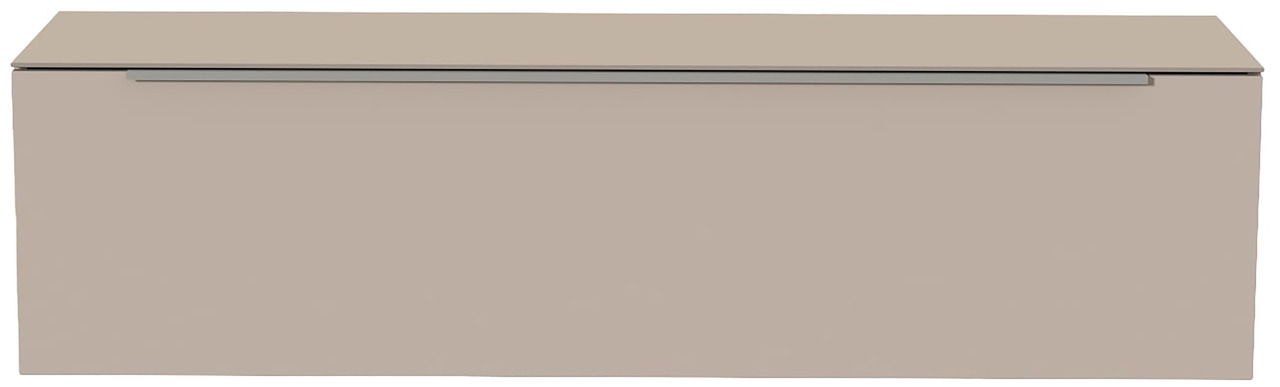 Moderano Hänge-Lowboard BORMIO Frontansicht eines modernen, hängenden Lowboards in neutralem Beige mit schlichtem Design.