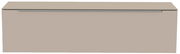 Frontansicht eines modernen, hängenden Lowboards in neutralem Beige mit schlichtem Design.