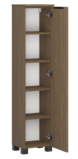 Offener Midischrank aus Holz mit vier Einlegeböden, Perspektive von vorne rechts