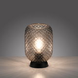 Tischleuchte mit strukturiertem Glasdesign, frontal betrachtet