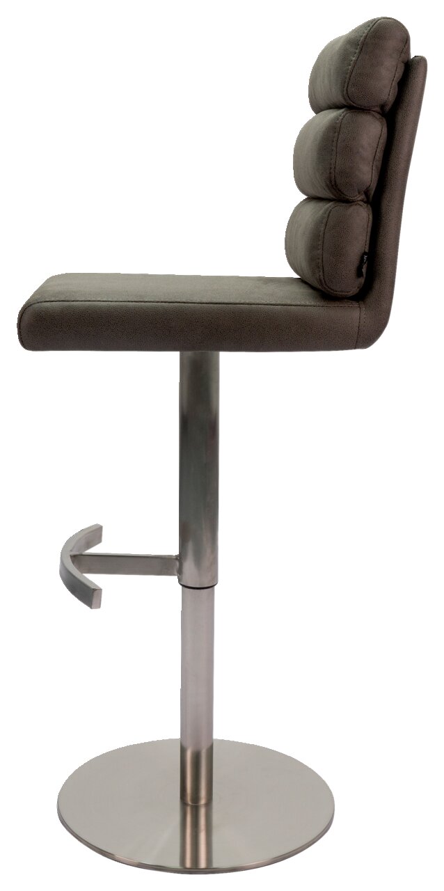 Novel Barhocker OSTIA Moderner Barhocker mit gepolsterter Rückenlehne und Sitzfläche, seitliche Ansicht.