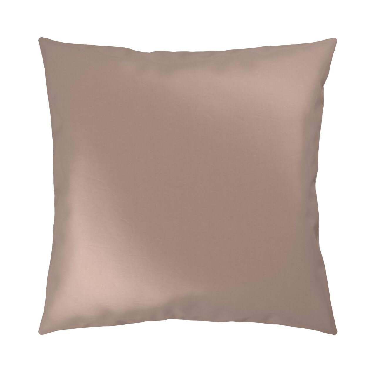 Beige Kissenbezug in quadratischer Form, frontal fotografiert.