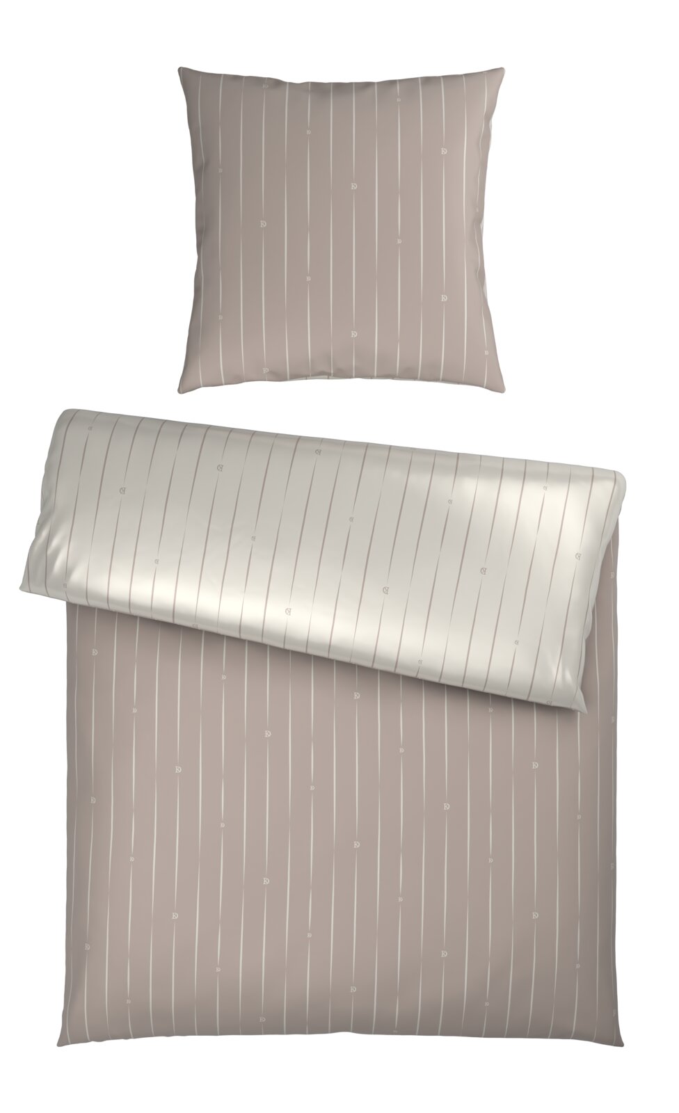 Dieter Knoll Wendebettwäsche Wendebettwäsche-Set mit dezentem Streifenmuster in Beige und Weiß, aus der Vogelperspektive fotografiert.