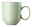 Grüner Becher mit Henkel, seitliche Perspektive, mit horizontalen Streifen.