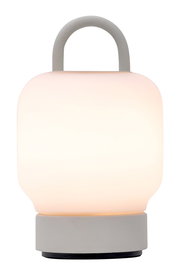 Tragbare Lampe in Wolkenweiß mit Griff, frontal betrachtet