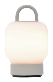 Tragbare Lampe in Wolkenweiß mit Griff, frontal betrachtet