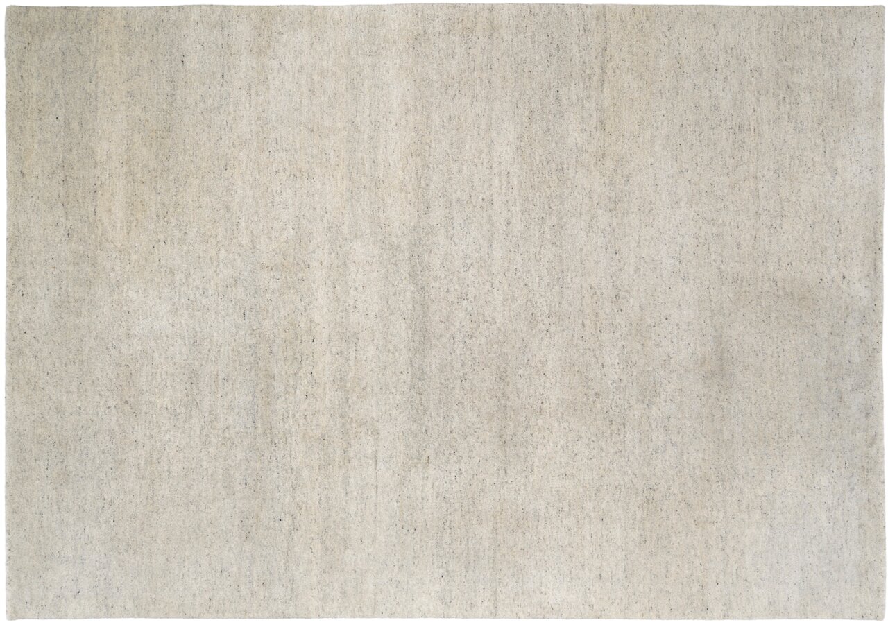 Beige Wollteppich in Draufsicht