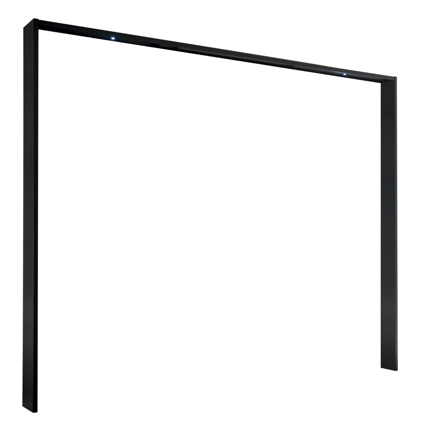 Schwarzer Passepartoutrahmen aus Metall, frontal von der Seite betrachtet