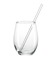 Klarglas-Partyglas mit Strohhalm, seitliche Perspektive