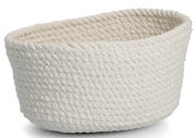 Geflochtener Aufbewahrungskorb in ovaler Form, seitliche Perspektive