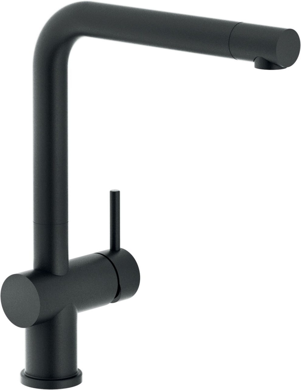 Novel Einhebelmischer Schwarzer Einhebelmischer mit modernem Design, seitliche Ansicht