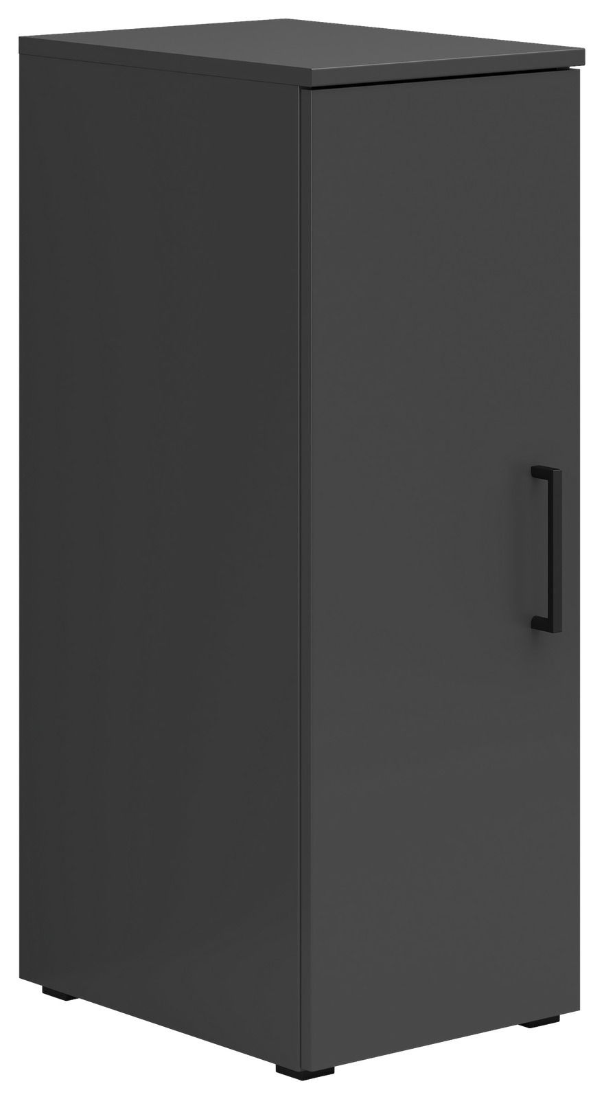 Carryhome Mehrzweckschrank MULTISTAURAUM Schwarzer Mehrzweckschrank mit einer Tür und Griff, seitliche Perspektive
