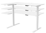 Weißer höhenverstellbarer E-Schreibtisch Cantus CLAYTON in L-Form, seitliche Perspektive