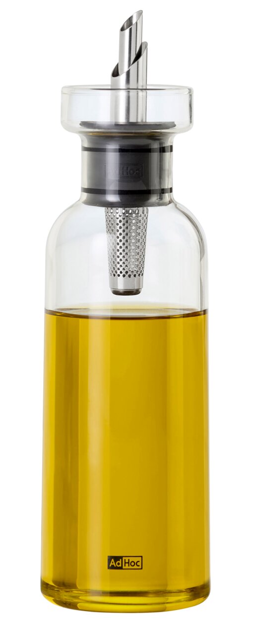 Öl- und Essigspender AromaPour aus Glas mit Edelstahlverschluss, seitliche Ansicht