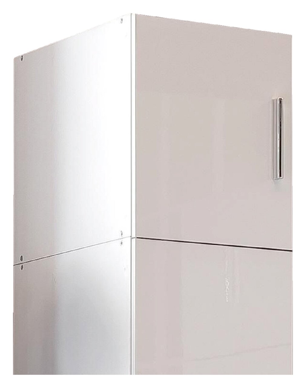 XORA Aufsatz T54 MALTA Weißer, moderner Schrankaufsatz mit Metallgriff, seitliche Perspektive