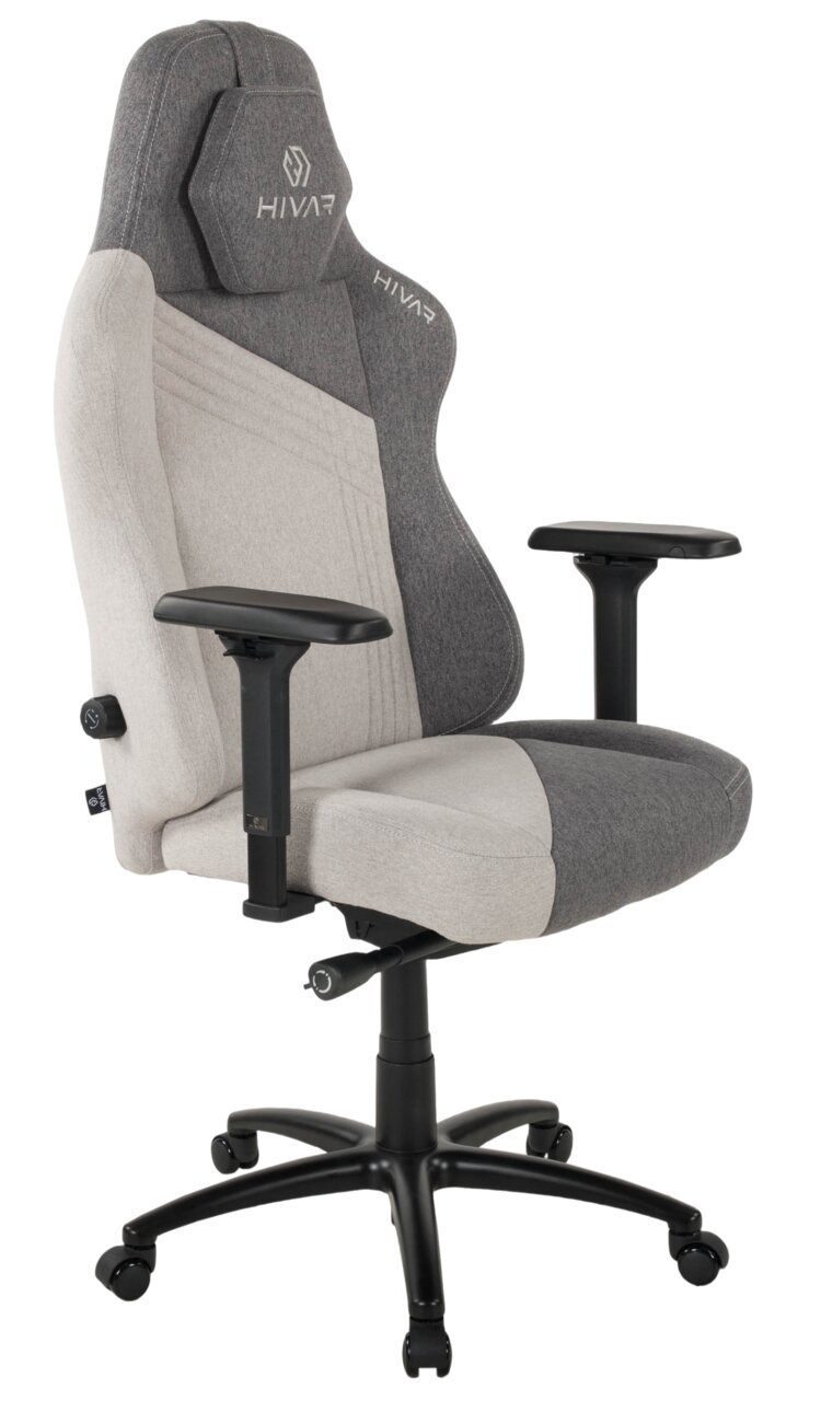 HIVAR Gaming Stuhl SKYLAR XL Grauer und beiger Gaming-Stuhl mit verstellbaren Armlehnen, Seitenansicht