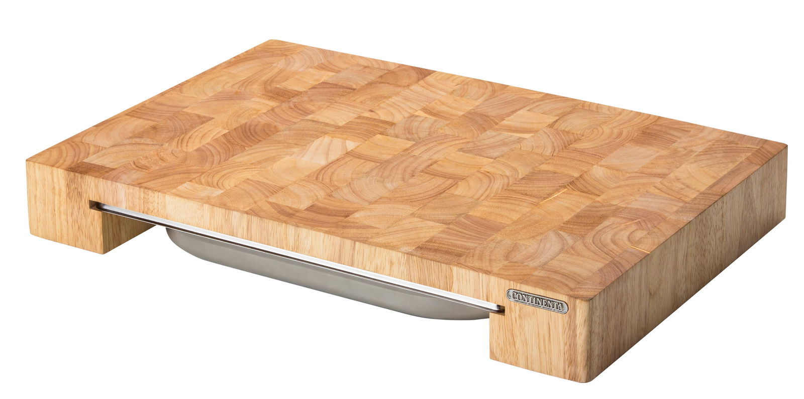 Continenta Schneidebrett Stirnholz Schneidebrett aus Stirnholz mit integrierter Edelstahlschublade, seitliche Perspektive