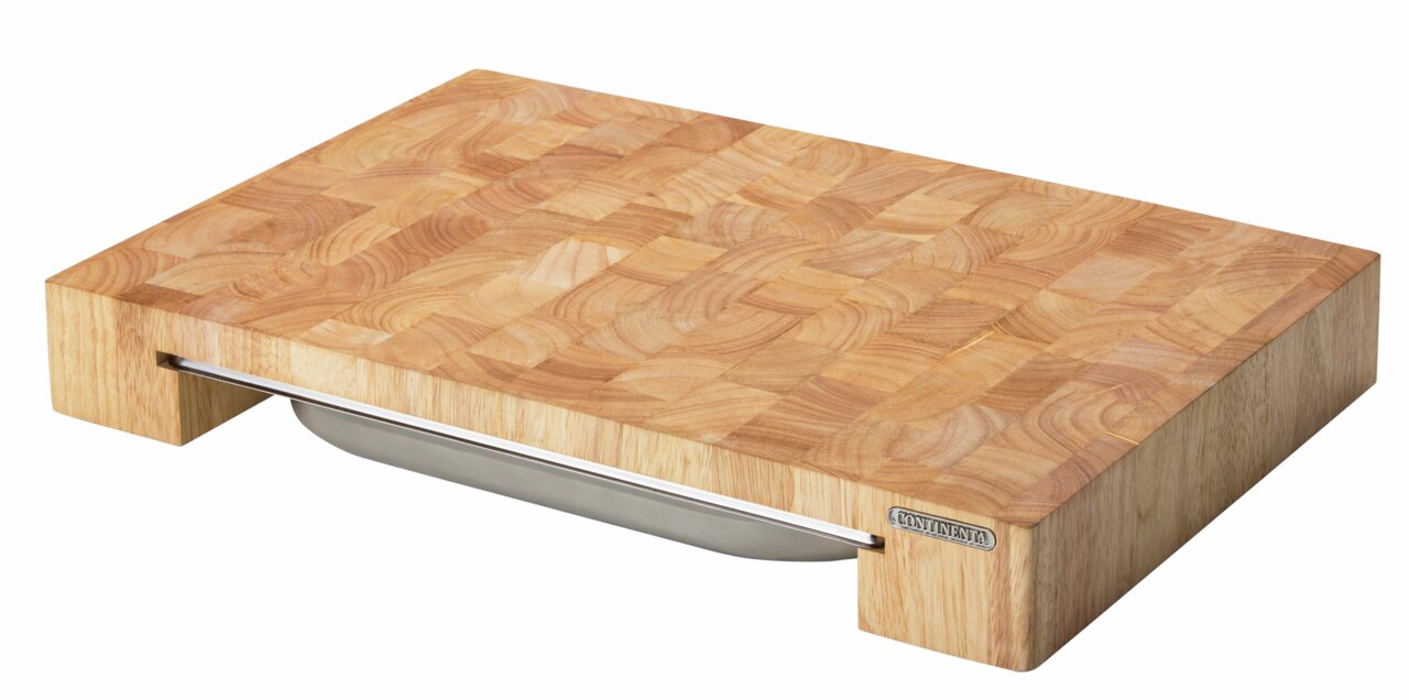 Continenta Schneidebrett Stirnholz Schneidebrett aus Stirnholz mit integrierter Edelstahlschublade, seitliche Perspektive