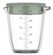 Glas-Messbecher mit 500 ml Fassungsvermögen, seitliche Skala in ml und oz, Ansicht von vorne