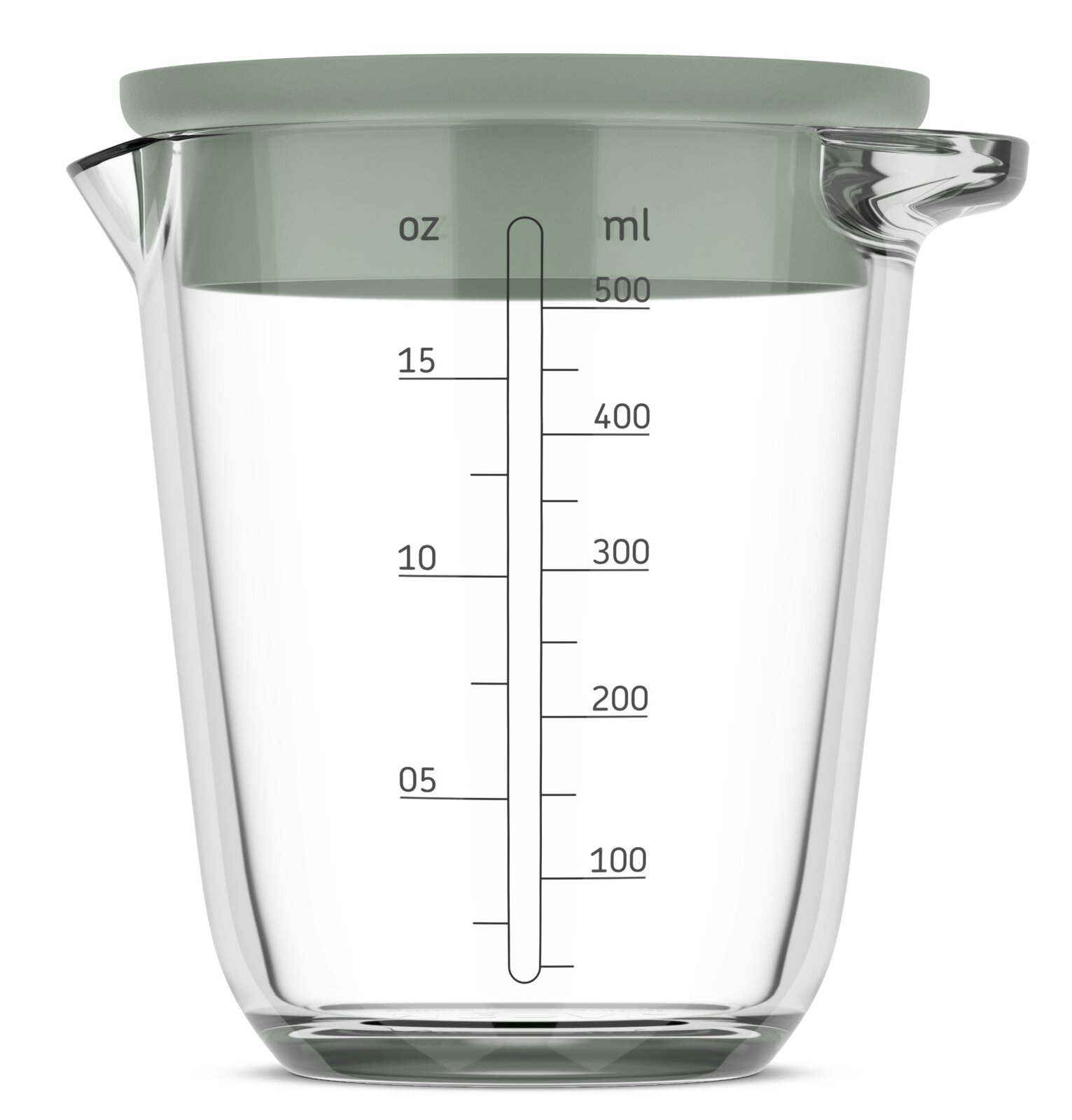 Mepal Messbecher CHEF IT Glas-Messbecher mit 500 ml Fassungsvermögen, seitliche Skala in ml und oz, Ansicht von vorne