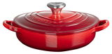 Roter herzförmiger Gourmet-Topf mit Deckel, seitliche Perspektive