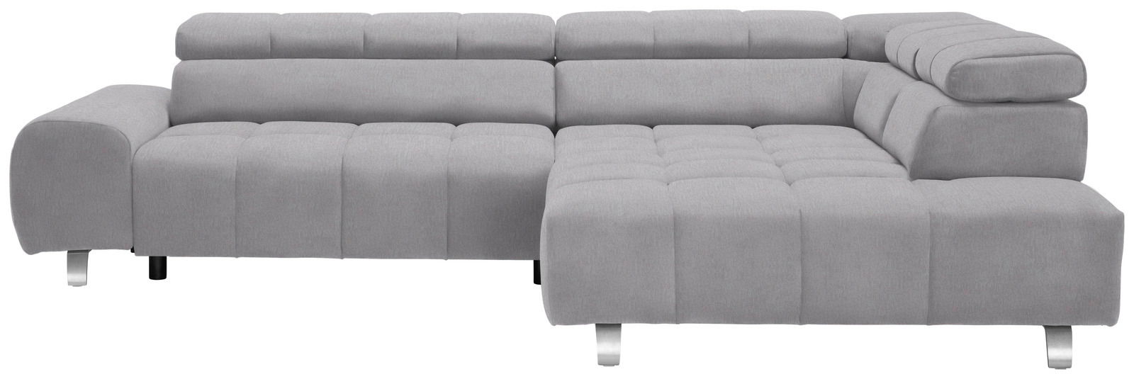 Graues Ecksofa mit Ottomane rechts, Vorderansicht