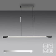 Moderne LED-Pendelleuchte in Seitenansicht mit dimmbarer Helligkeit und Höhenverstellung.