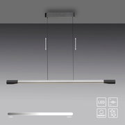 Moderne LED-Pendelleuchte in Seitenansicht mit dimmbarer Helligkeit und Höhenverstellung.