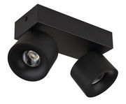 Schwarzer LED Strahler mit zwei verstellbaren Leuchten, seitliche Perspektive