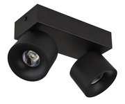 Schwarzer LED Strahler mit zwei verstellbaren Leuchten, seitliche Perspektive