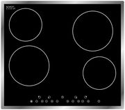 Schwarzes Glaskeramik-Kochfeld mit vier Kochzonen und Touch-Bedienfeld, Draufsicht