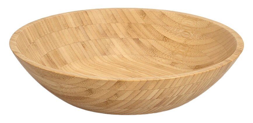 Zeller Present Schale Holzschale mit einem Durchmesser von 34,5 cm, aus einer leicht erhöhten Perspektive fotografiert.