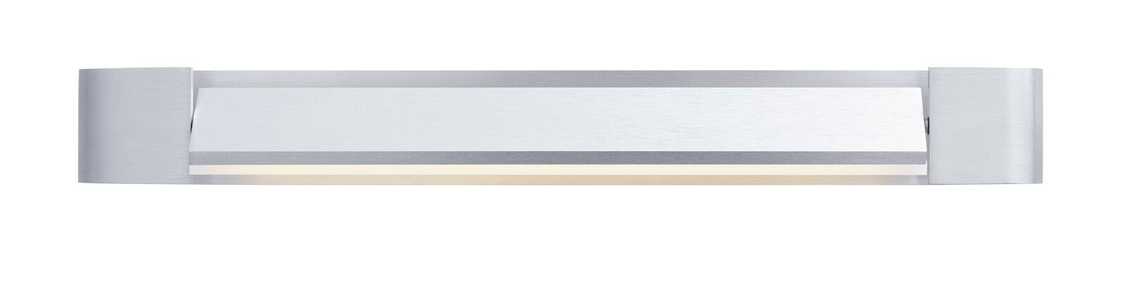 Moderne LED-Wandleuchte BOX in gebürstetem Aluminium, frontale Ansicht