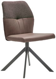 Moderner Stuhl mit gepolsterter Sitzfläche und Rückenlehne, seitliche Ansicht