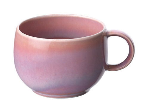 Espressotasse in sanften Rosa- und Lilatönen, seitliche Ansicht