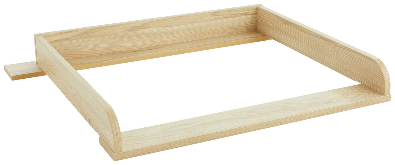 Wickelaufsatz aus hellem Holz in schräger Perspektive
