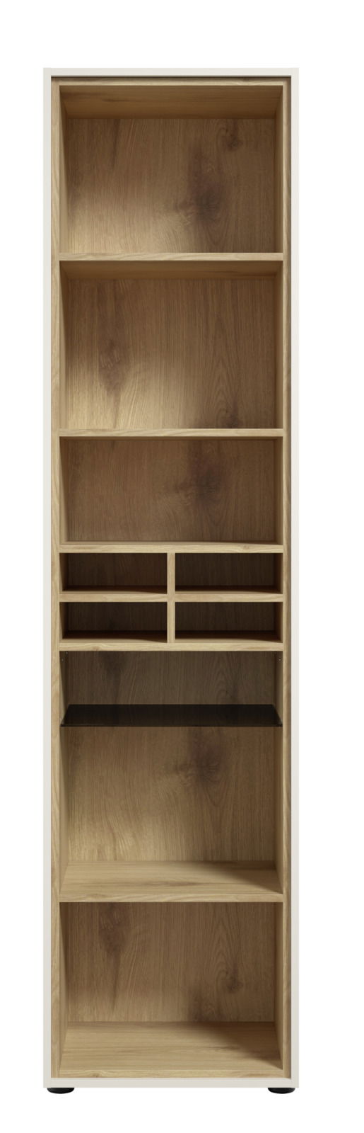 Holz-Aktenregal mit mehreren Fächern, frontal betrachtet