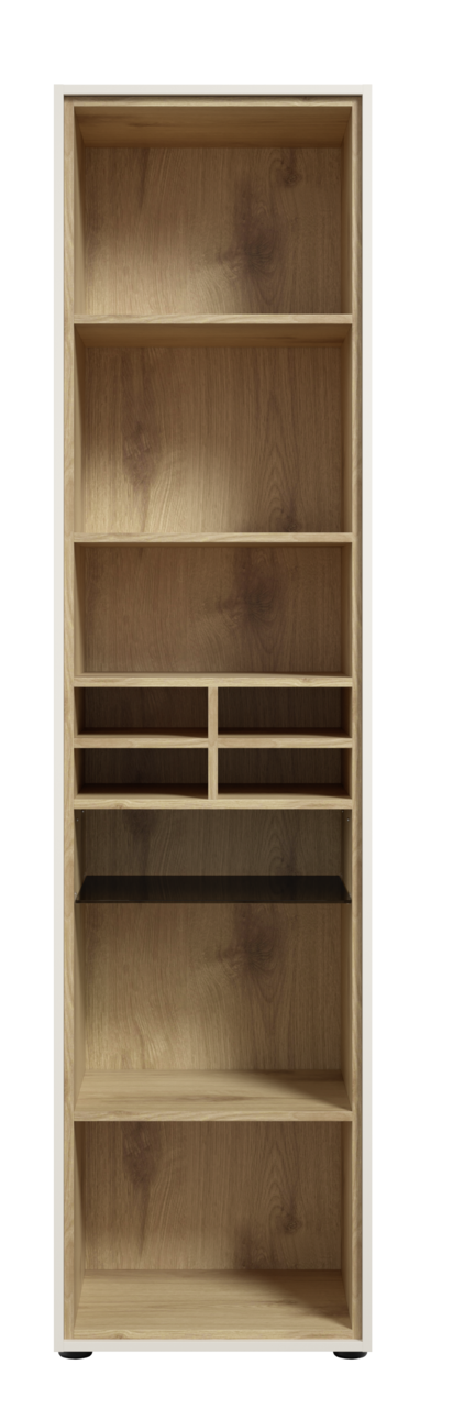 Holz-Aktenregal mit mehreren Fächern, frontal betrachtet