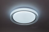 Runde LED-Deckenleuchte in moderner Optik, von unten betrachtet