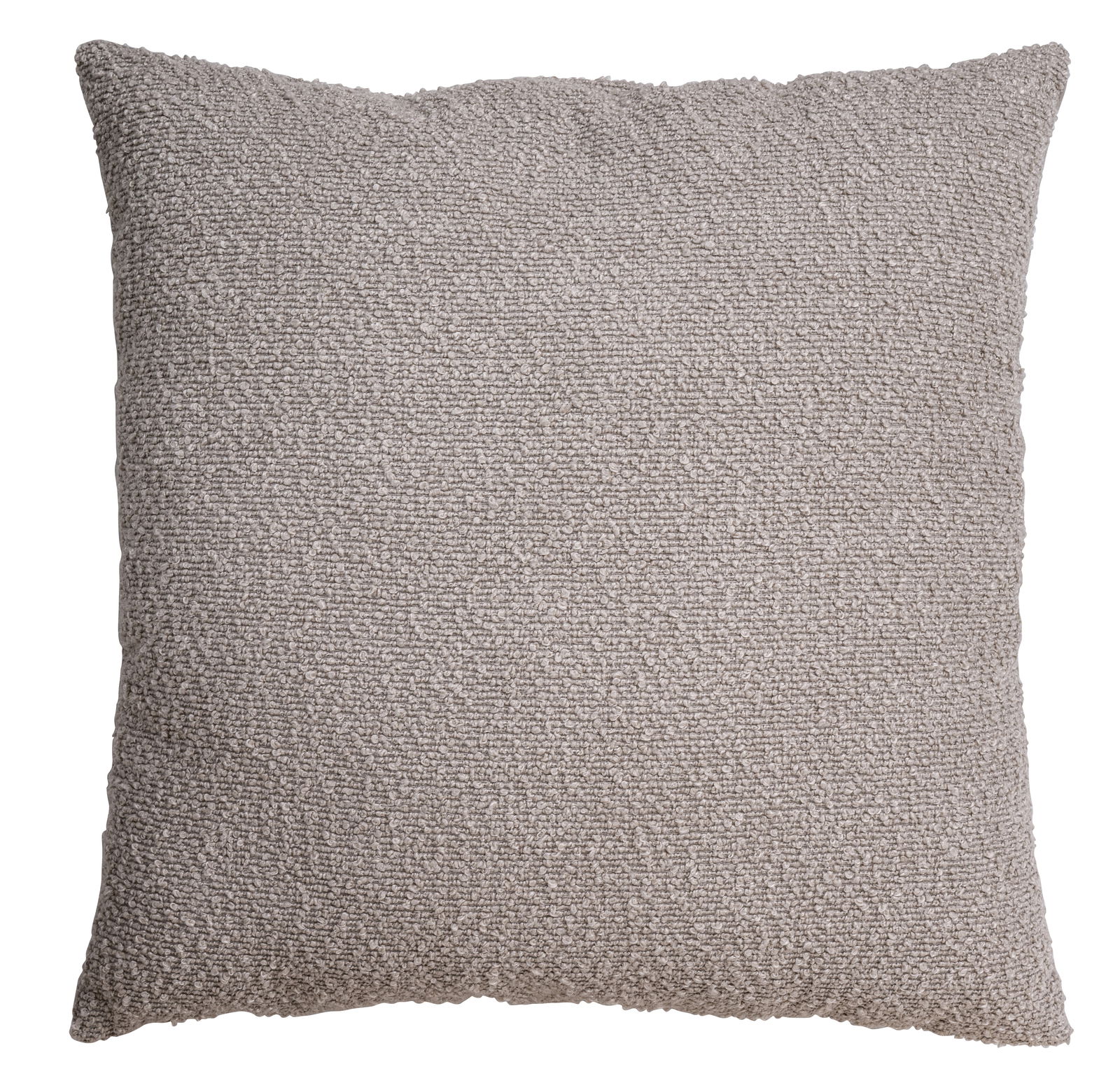 Graues Kissen 45x45cm aus grobem Stoff, frontal fotografiert