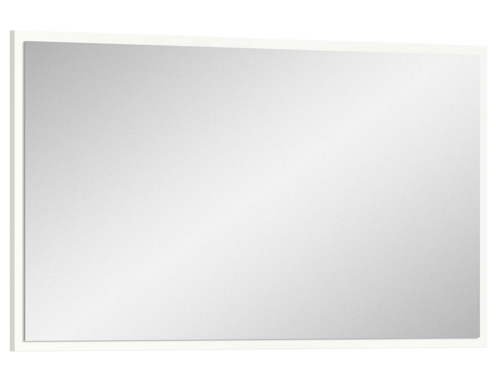 Rechteckiger Wandspiegel mit weißem Rahmen, seitliche Perspektive