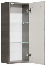 Geöffneter Wandschrank mit zwei Glasböden, seitliche Perspektive