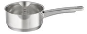 Roestvrijstalen steelpan met schenktuit en maatverdeling, zijaanzicht