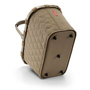 Carrybag Rhombus Olive von unten mit gestepptem Design und stabilen Standfüßen, seitliche Perspektive