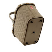 Carrybag Rhombus Olive van onderaf gezien, met doorgestikt patroon en stevige voetjes, zijaanzicht