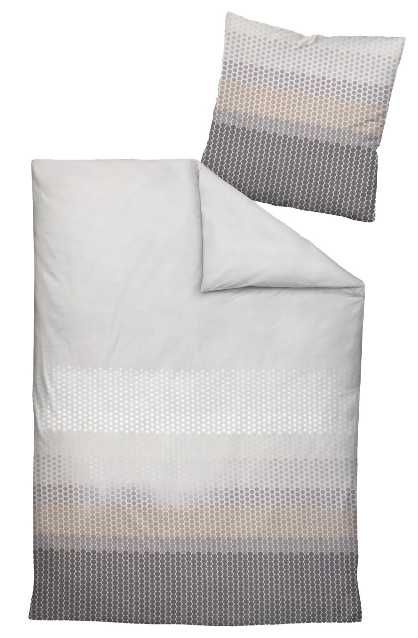 Janine Bettwäsche 135x200cm PALERMO Bettwäsche-Set 135x200cm mit geometrischem Muster in Grau- und Beigetönen, Draufsicht